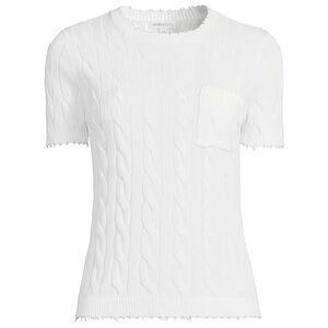 Minnie Rose Cotton Cable Knit Sweater